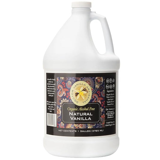 Organic Vanilla Alcohol‑Free Flavor, 128 fl oz - Madagascar Bourbon vanilla, 100% natural, sugar‑free, GMO‑free, gluten‑free, vegan, paleo, keto, kosher, and halal