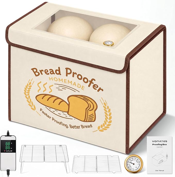 Extra Large Folding Bread Proofing Box with 50-113℉ Temp Control & 48H Timer, Dough Proofer with Hygrometer, Metal Rack, Sourdough Starter Warmer Sourdough Proofer Box for Making Bread, Pizza, Yogurt