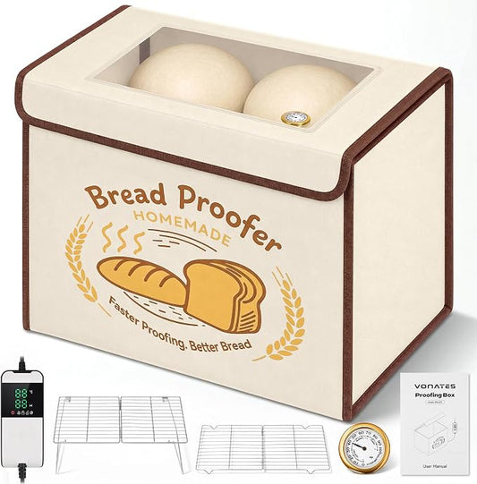 Extra Large Folding Bread Proofing Box with 50-113℉ Temp Control & 48H Timer, Dough Proofer with Hygrometer, Metal Rack, Sourdough Starter Warmer Sourdough Proofer Box for Making Bread, Pizza, Yogurt