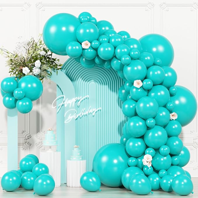 104pcs Teal Balloons Different Sizes Pack - 18/12/10/5 Inch Turquoise Latex Balloons Garland Arch for for Birthday Baby Bridal Shower Gender Reveal Wedding Party Decorations