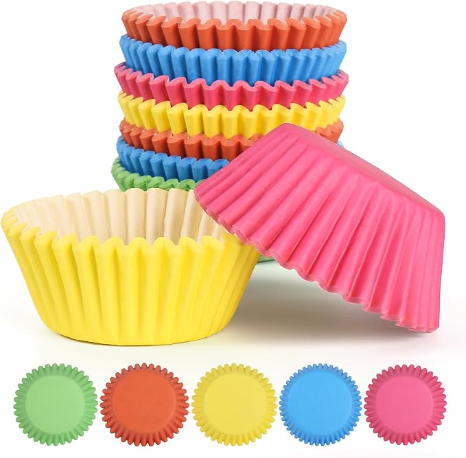 1000 Count Rainbow Paper Cupcake Liners, Standard Cupcake Liners for Baking, Natural, Food-grade Cupcake Wrapper, Greaseproof Parchment Muffin Liners (Rainbow, 2 Inch)