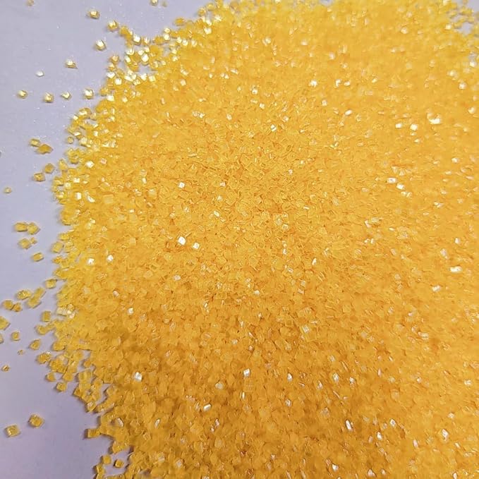 HeDeon&Rles Edible Yellow Sanding Sugar Crystals for Baking 120g/4.23oz Sparkling Sugar Crystals Cake Cupcake Pancake Ice Cream Top Birthday Wedding Easter Halloween ChristmasCake Decoration