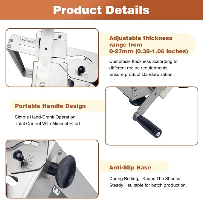 40.9''x15.5" Folding Dough Sheeter with Sheeter Board Portable Manual Dough Roller Machine Stainless Steel Sheeter Thickness Adjustable for Pizza Dough, Puff Pastry Dough (Silver 1)