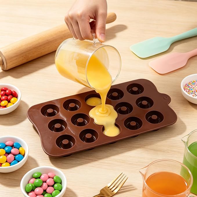15 Cavity Donut Shapes Silicone Candy Molds For Gummy Candy Chocolate Cake Decoration Set Of 2