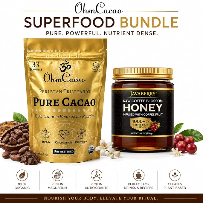 Pure Raw Organic Cacao Powder | Premium Ceremonial Grade Cacao | Natural Source of Flavanols, Magnesium, Iron & Theobromine | Sugar-Free Hot Cocoa Chocolate Drink & Baking Mix | Unsweetened - (33 Servings)