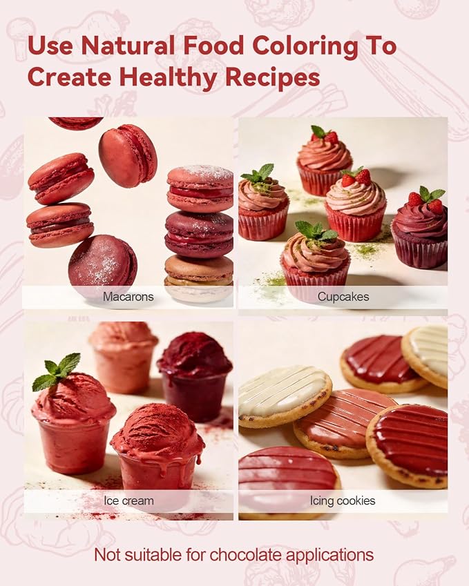 Dye-Free Food Coloring, Natural Food Coloring Gel No Artificial Dyes, Non-Toxic, Natural Food Dye for Icing, Frosting, Cake Decorating, 40 Milliliters - Red