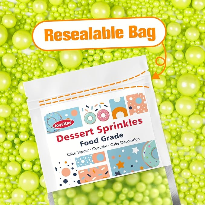Green Pearl Sprinkles for Cake Decorating, 150g/5.29oz Mix Size, Edible Candy Sugar Pearls, Pearl Cake Decorations, Cupcake Toppers, Party, Holiday Supplies, Food Grade Sprinkles