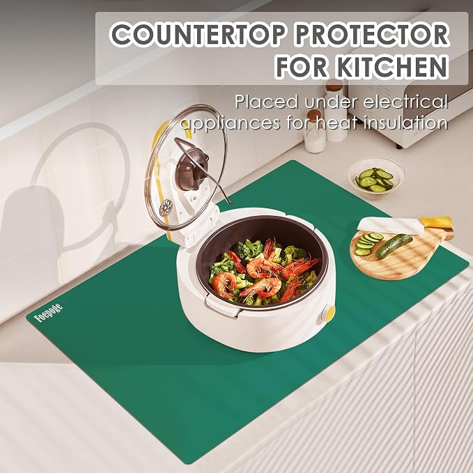 31.5" x 23.6" Extra Large Silicone Mat for Resin Casting, Crafts and Epoxy, Nonstick Silicone Sheet for Jewelry Casting Molds, Countertop Protector Mat Heat Resistant Placemats by Foepoge, Dark Green