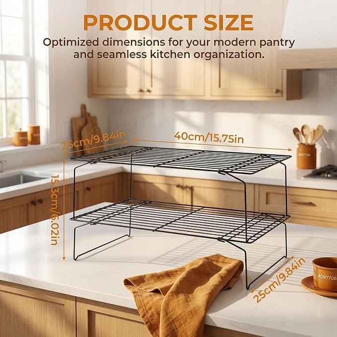 Detachable Collapsible Cooling Racks, Wire Cooling Rack Stackable Drying Rack for Bread Cookie Baking Candy Fruits (2-tier)