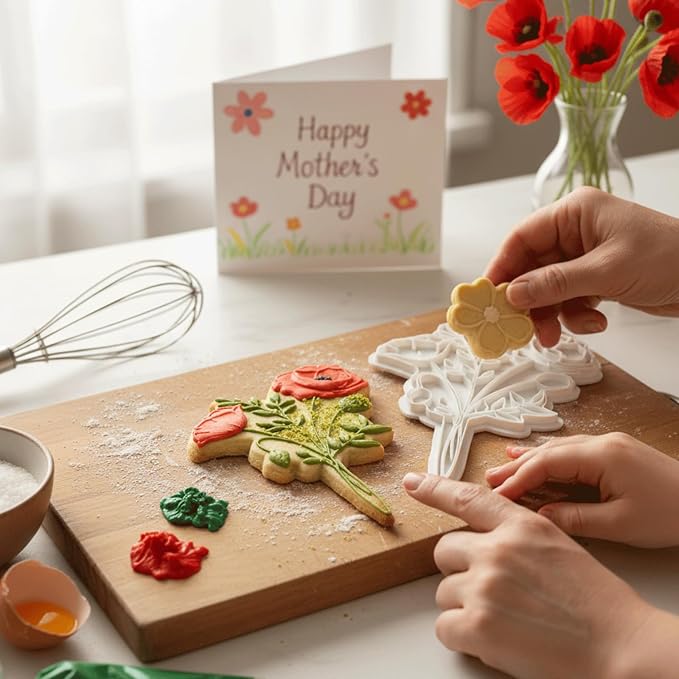 Birth Flower Cookie Cutter August Gladiolus 3D Embosser Stamp with Detailed Petal Texture - Birth Month Flower Fondant Biscuit Baking Tools - Personalized Birthday Mom Gift Party Decorating 3"