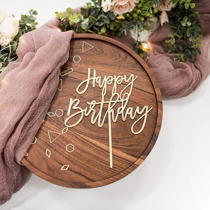 FBQ Gold Birthday Cake Topper 3 Pcs Acrylic Cake Toppe Cupcake Toppe DIY Cake Decoration Children or Adults Birthday Party Anniversary Party Decorations Supplies