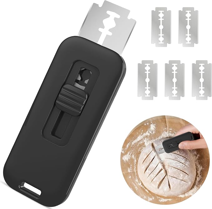 Upgraded Magnetic Bread Lame Cutter, Sourdough Scoring Tool for Artisan Bread Making, Professional Dough Slashing & Bread Cutting Knife with 5 Replaceable Razor Blades