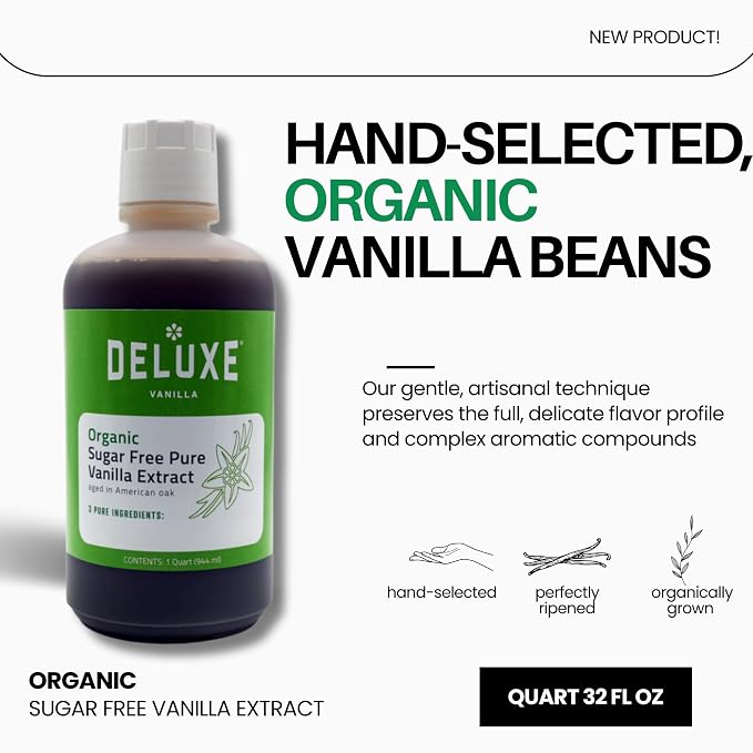 Organic Sugar Free Pure Vanilla - 32 oz bottle