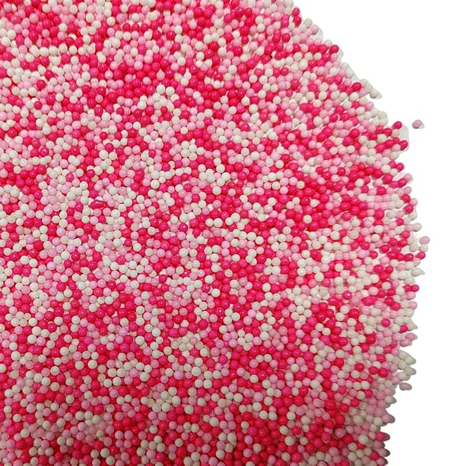 Valentines Sprinkles Pink and White Nonpareils Sprinkles Edible Mini Pearl Sprinkle for Cake Decorations, Baking, Ice Cream, Cookies, Donuts and Lollipops - 2mm Sugar Pearls 3.88oz
