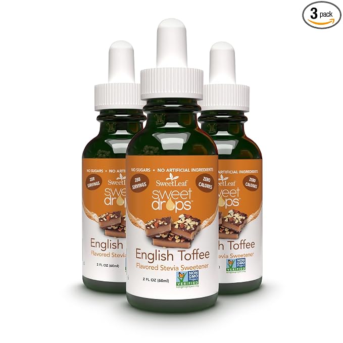 SweetLeaf Sweet Drops English Toffee Liquid Stevia Sweetener, Non-GMO, 2 Fluid Ounce (Pack of 3)