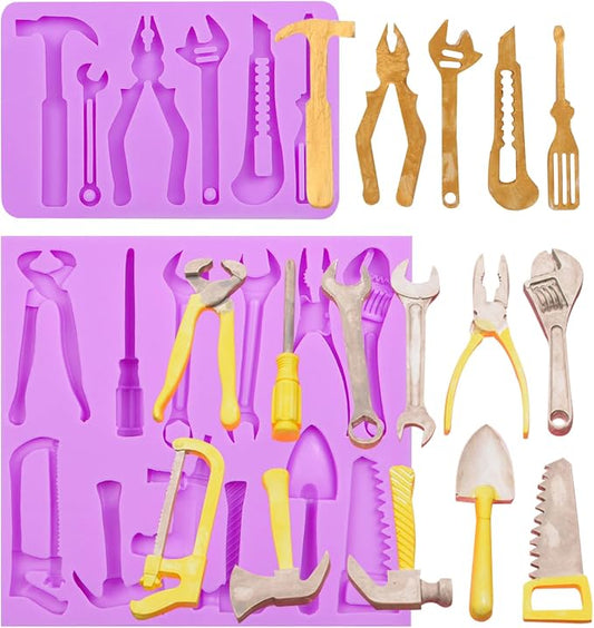 Construction Tools Silicone Molds, Hand Tools Wrench Hammer Chocolate Baking Molds for Cake Decoration Cupcake Topper Candy Sugar Craft Gum Paste Fondant Clay Resin