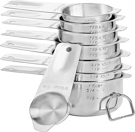 DOTINGHUX 8 Pcs Stainless Steel Measuring Cups Set, Kitchen Measuring Cup for Cooking and Baking