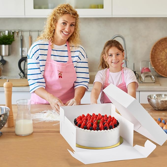 30Pcs Cake Boxes, 12x12x6 Inch Bakery Boxes with Window, 15Pcs Large White Dessert Boxes(15Pcs Cake Boards), Cake Carrier Container Disposable Pie Boxes Package for Pastries Cookies Cupcakes