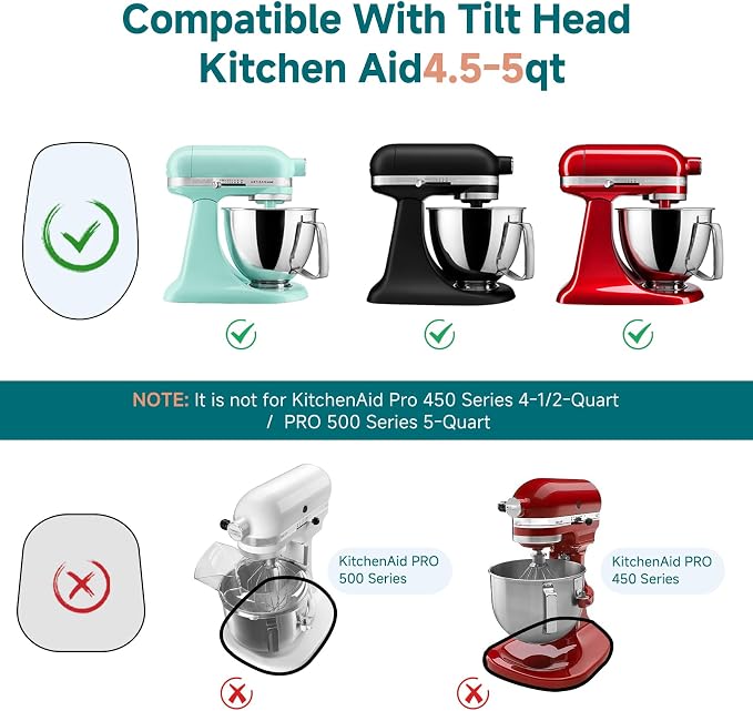 Sliding Mat for Kitchen aid 4.5-5 Qt Stand Mixer with 1Pc Gourmet Bowl Scraper and 2Pcs Cord Organizer for Kitchen Appliance Slider (4.5-5 Qt 1Pc Silicone Dough Scraper and 2x Cord Organizer, Natural)