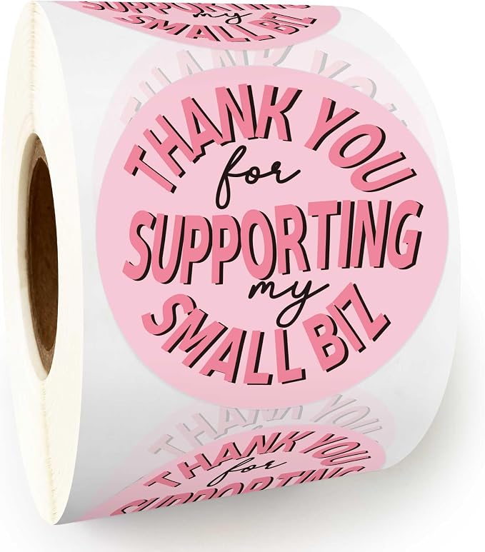 Pink Thank You Sticker Paper Decal Cute Adhesive Seal Sticker, Decor for Party Small Business, 1.7 inch / 500pcs