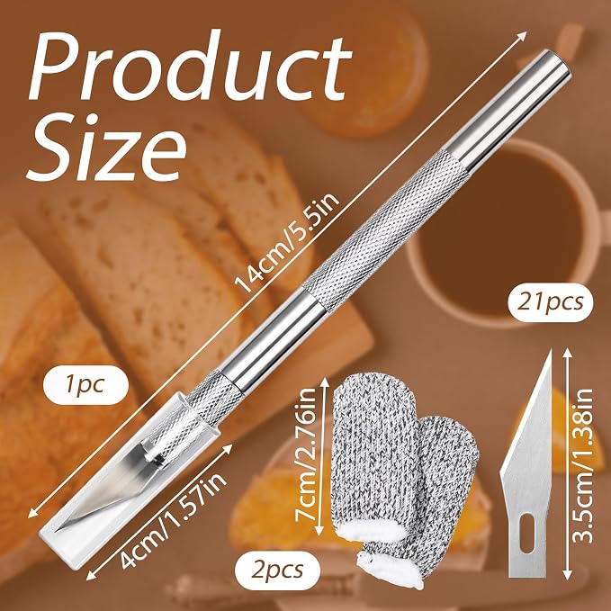 Premium Bread Lame Kit, Professional Sourdough Scoring Tool with 21 Replaceable Blades, 2 Finger Sleeves, Safety Cover Stainless Steel Dough Scoring Knife for Home Baking, Handmade Bread Making