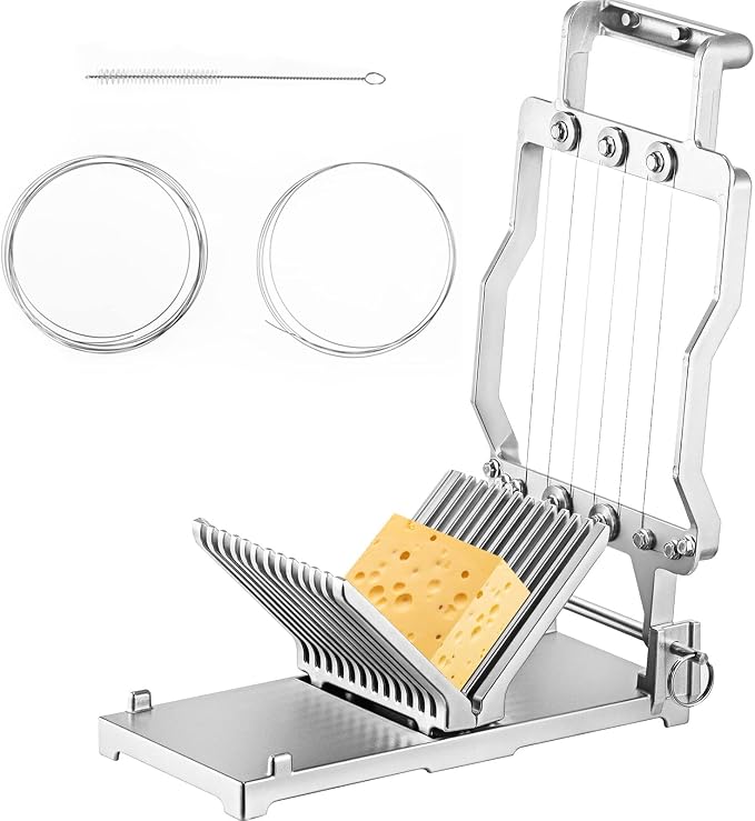 VEVOR Cheese Slicer,Butter Cutter with Wire 1 cm & 2 cm Cheeser Butter Cutting Blade Replaceable Cheese Slicer Wire, Cheese Cutter with 304 Stainless Steel Wire Kitchen Cooking Baking Tool