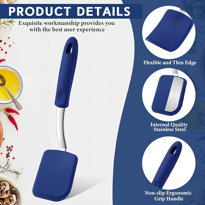 Small Silicone Spatula Flexible Silicone Cookie Spatula Heat Resistant Small Pancake Turner for Kitchen Use Nonstick Cookware No Scratch Cooking Flipper for Egg Pancake