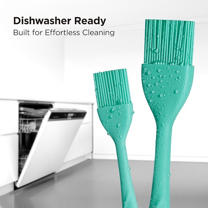 Kitchen Mama WaltzGrip Platinum Silicone Basting Pastry Brush, Teal | Set of 2, Heat-Resistant, For Cooking, Baking, Grilling, Barbecue, Dishwasher-Safe, For Spreading Oil, Butter, Egg