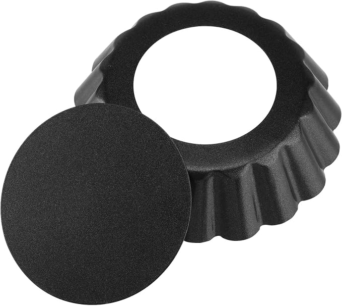 18 PCS 3 Inch Egg Tart Pan with Removable Bottom, Black Mini Tart Tins for Baking Cooking