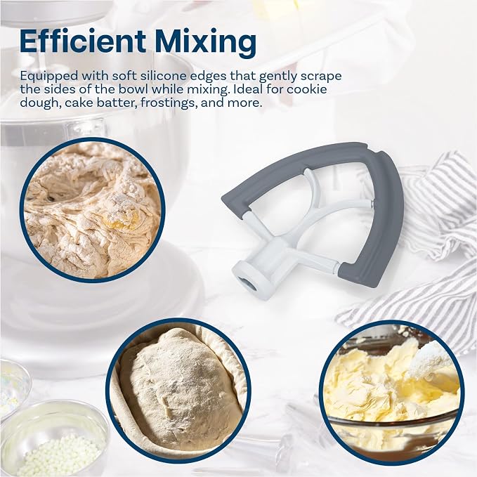 Mixer Attachments for KitchenAid 4.5–5 Quart Tilt-Head Stand Mixers – Compatible with Artisan & Classic – Beaters, Whisks, Dough Hooks & Attachment Sets by MMOBIEL (Flex Edge Beater, Aluminum)