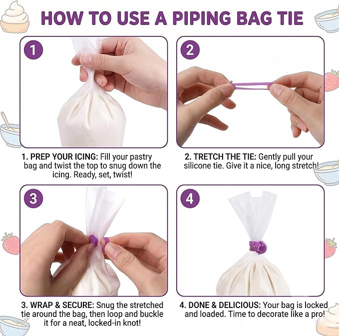 21Pcs Cake Decorating Tools: Reusable Pastry Bags & Tips Kit | 21pc Set Contain: 2 Reusable Icing Bags, 12 Tips, 3 Scrapers, 2 Couplers & 2 Bag Ties