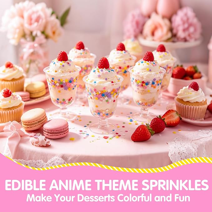 Edible Star Confetti Sprinkles,130g Rainbow Stars Sugar Sprinkle for Cake Decorations,Colorful Pentagram Shape Candy Baking Dessert Toppers,Cupcakes,Cookies,Ice Cream,Donuts,Perfect for Birthday Wedding Celebration Party Decorating Supplies