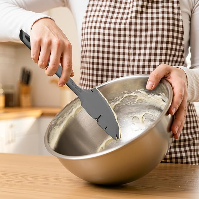 Silicone Bowl Scraper Spatula for KitchenAid Mixers, Heat Resistant Beater Blade Cleaner for Paddle Attachments, Dough Hooks & Mixing Bowls(Grey)
