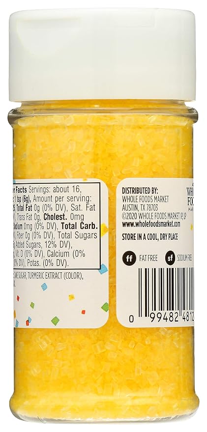 365 by Whole Foods Market, Yellow Decorating Sugar, 3.3 Ounce (Pack of 5)
