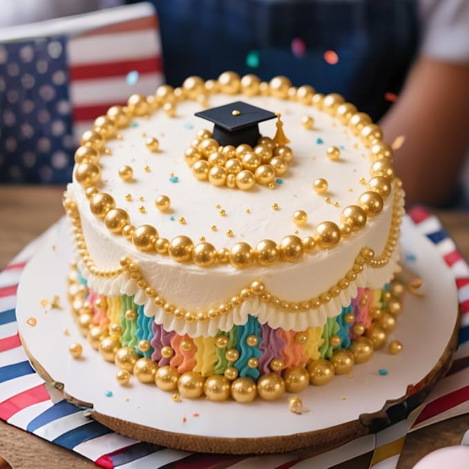 Edible Gold Pearl Sprinkles,Candy Pearls for Baking,Sprinkle Mix Size,130g/4.58oz Sugar Cake Decorations,Cupcake Toppers,Cookie Decorating,Donuts Ice Cream Decorating,Wedding Birthday Party Supplies