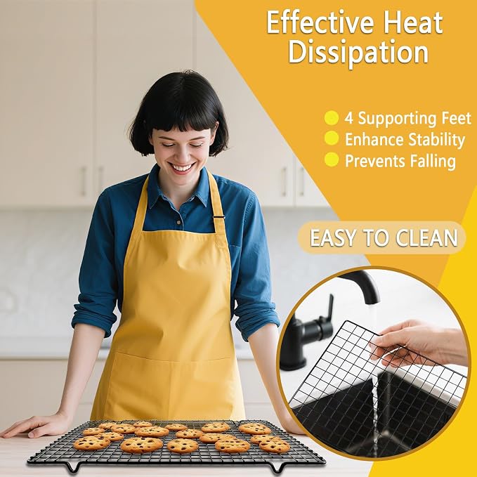 VNIMTI Baking Cooling Rack 2 Sets, Cookie Cooling Racks for Cooking, Baking, Roasting, Grilling, Drying, Oven Safe Wire Rack, 11" * 10" Small Squares Grids