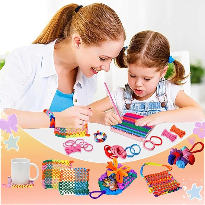 Weaving Loops for Potholder Loom, 12 Vibrant Colors Nylon Refill Kit, DIY Craft Gift Set for Girls and Boys, Compatible with 7 and 10 Inch Weaving Looms