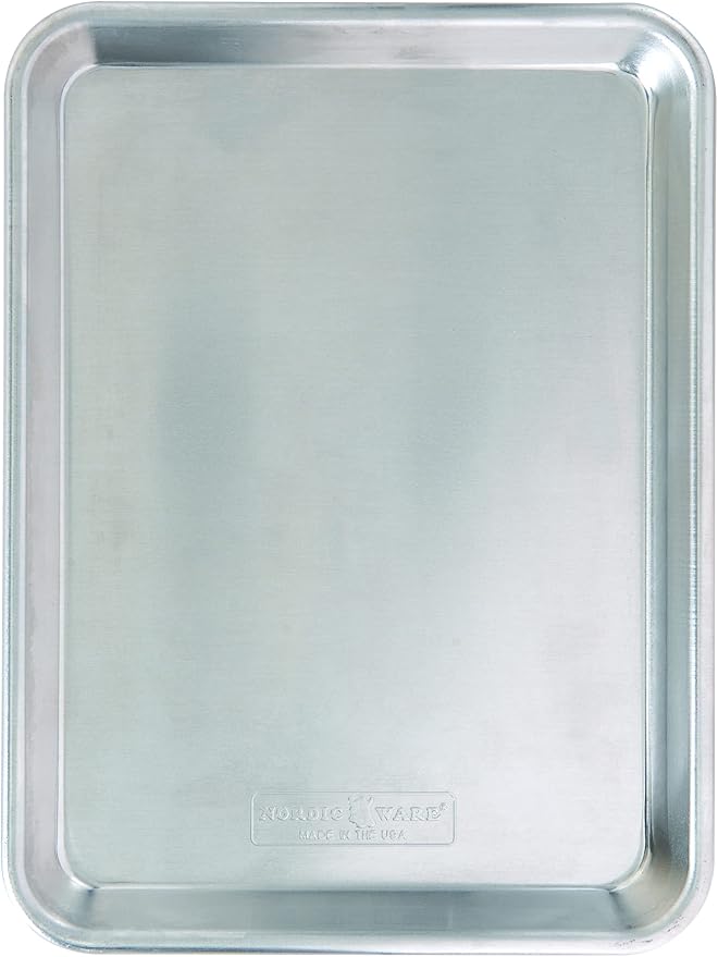 Nordic Ware Naturals Quarter Sheet 9x13 and Lid Baking Set, USA Made Aluminum Commercial Quality Sheet Pans, Encapsulated Galvanized Steel Rim for Warp Prevention, 3pc Bakers Set (Pack of 4)