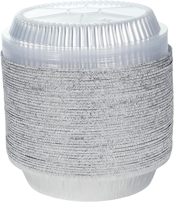 Waytiffer 40pack 9" Round Aluminum Foil Pans with Clear Lids | Disposable Containers with Straight Walls for Storing, Baking,Heavy duty, Standard Size