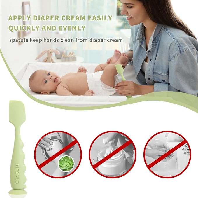 Baby Diaper Cream Spatula with Case,1 Large 2 Mini Diaper Spatula with 2 Case,Butt spatula Baby Diaper Cream Applicator, Soft Butt Paste Spatulas Diaper Rash spatulas with Cases Blue Green Red