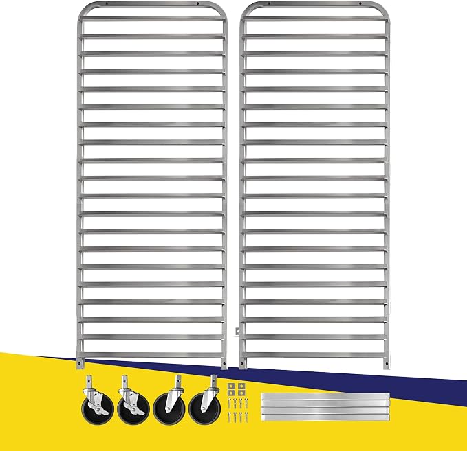 BIEAMA 20-Tier Sheet Pan Rack, NSF Bun Pan Rack, Aluminum Bakery Rack, Home Commercial Kitchen Bakery Cooling Rack, 4 Wheels
