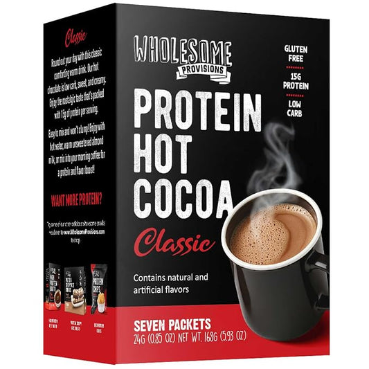Protein Hot Chocolate, Keto Hot Chocolate Mix, Low Carb Hot Cocoa, 15g Protein, 3g Net Carbs, Low in Sugar, Instant Hot Coco, 7 Individual Macro-Controlled Packages (Classic, 1 Pack)