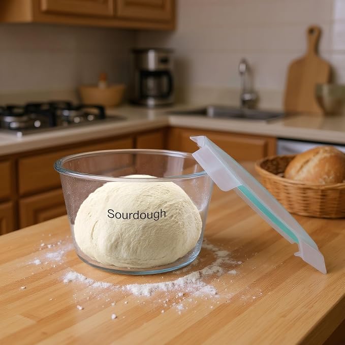 2.1 Liter Sourdough Starter Jar,Sourdough Bread Baking Supplies,Fermentation Jar,Sour Dough Tools,Glass Storage Containers With Airtight Lids,Large Pickle Jars Wide Mouth,Kitchen Storage Container
