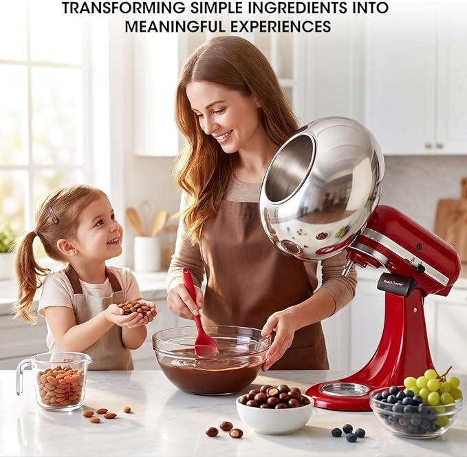 Aieve Snack Coater Compatible with KitchenAid Tilt-Head Stand Mixer, Chocolate Coating Attachment for Freeze-Dried Strawberries,Almonds,Pistachios & Nuts, Home & Commercial Use