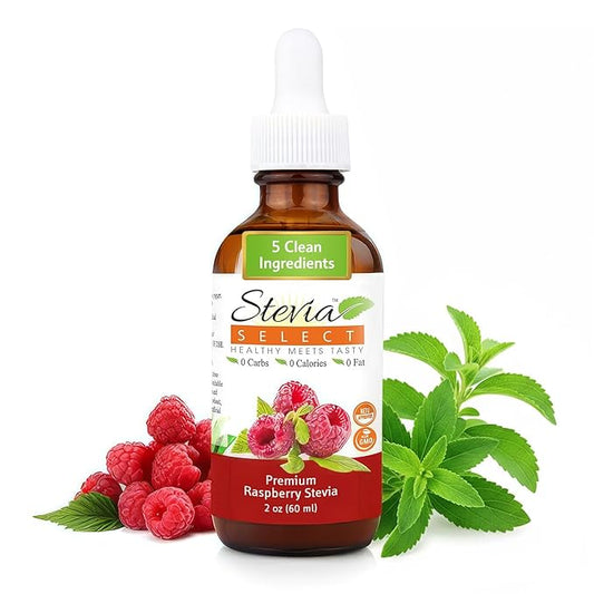 Stevia Select Raspberry Flavored Liquid Stevia – Zero Calorie Coffee, Tea, Drink & Baking Sweetener, All-Natural, No Erythritol, Keto-Friendly Sugar Alternative, 300 Servings – 2 Oz (1 Pack)