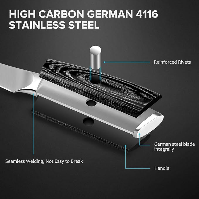 MOSFiATA 5” Chef Knife and 3.5" Fruit Knife Set with Knife Sheath, German High Carbon Stainless Steel EN.4116 with Micarta Handle and Gift Box for Vegetable and Fruit Cutting