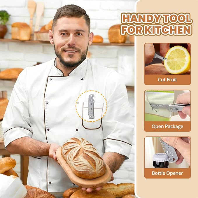 Bread Lame, Folding Sourdough Scoring Tool with Belt Clip & 10 Blades: Professional Dough Scorer for Artisan, Homemade Baking | EDC Portable Kitchen Cutter, Craft Knife, Hobby Tool & Box Opener