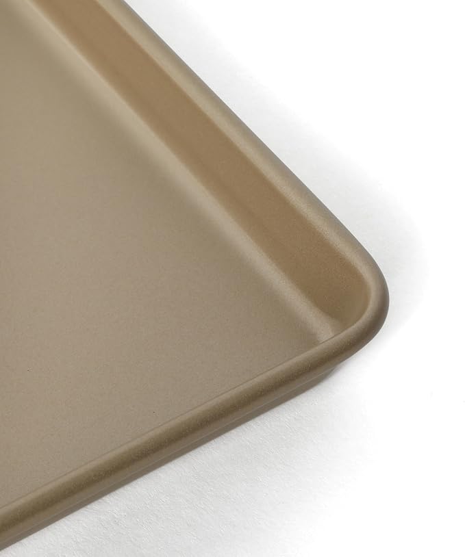 Martha Stewart Gallen 15 x 10 Inch Nonstick Carbon Steel Cookie Sheet – Champagne, Durable Bakeware for Even Baking and Easy Cleanup