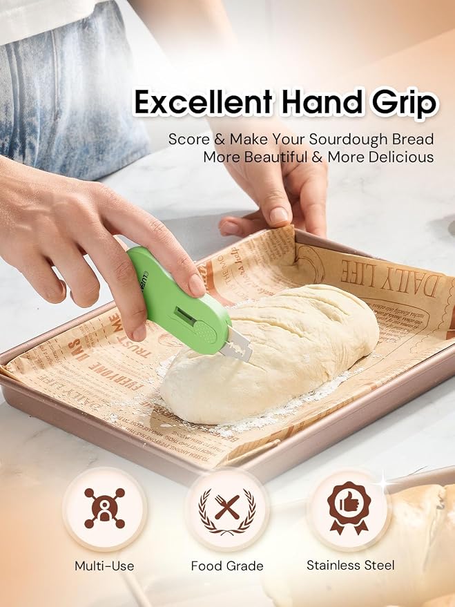 CLUEAPOP Bread Lame, Sourdough Scoring Tool, Extractable & Magnetic Bread Scoring Tool, Bread Baking Supplies, Bread Scorer Tool for Bread Baking & Sourdough Baking, Bread Scorer with 5 Razor Blades