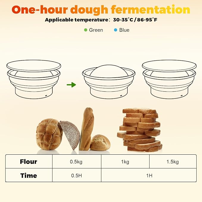 Heated Bread Proofing Basket & Sourdough Starter Kit | 8QT Temperature Control (86-113°F) | with Dough Scraper & Scoring Tool | Silicone Bread Proofer for Sourdough Bread Baking Supplies